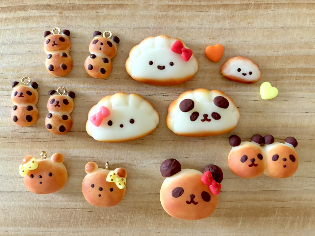 お耳飾りのパンダちゃん ご希望があった パンダちゃん、ぎょうざさん🥟 くまちゃん耳飾りも ご