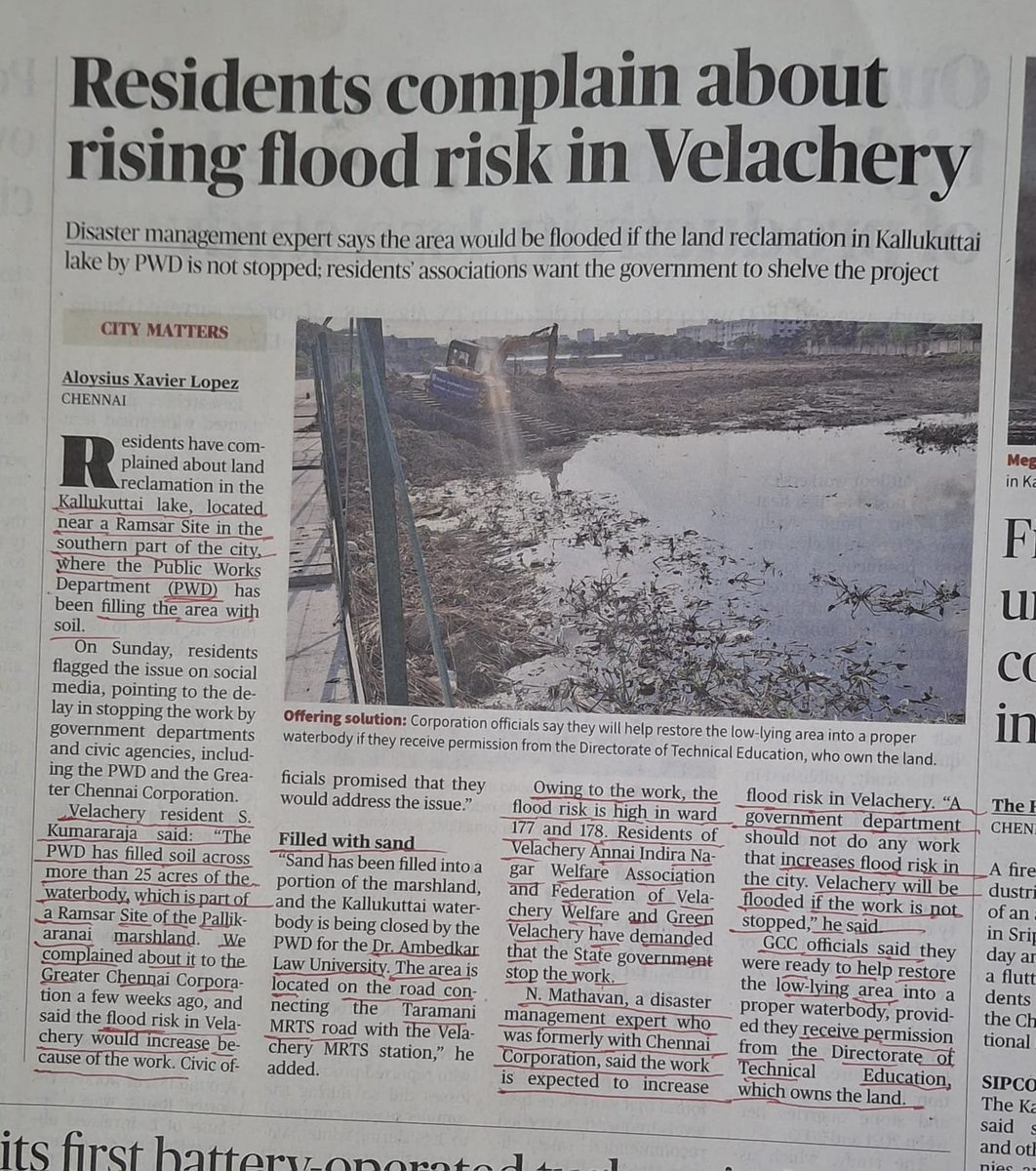 BalaBoptimistic's tweet photo. @GVelachery @ThamizhachiTh @chennaicorp Article in today hindu above  the same issue .. we expect the government to look into this pls https://t.co/KgAwKoBAaL