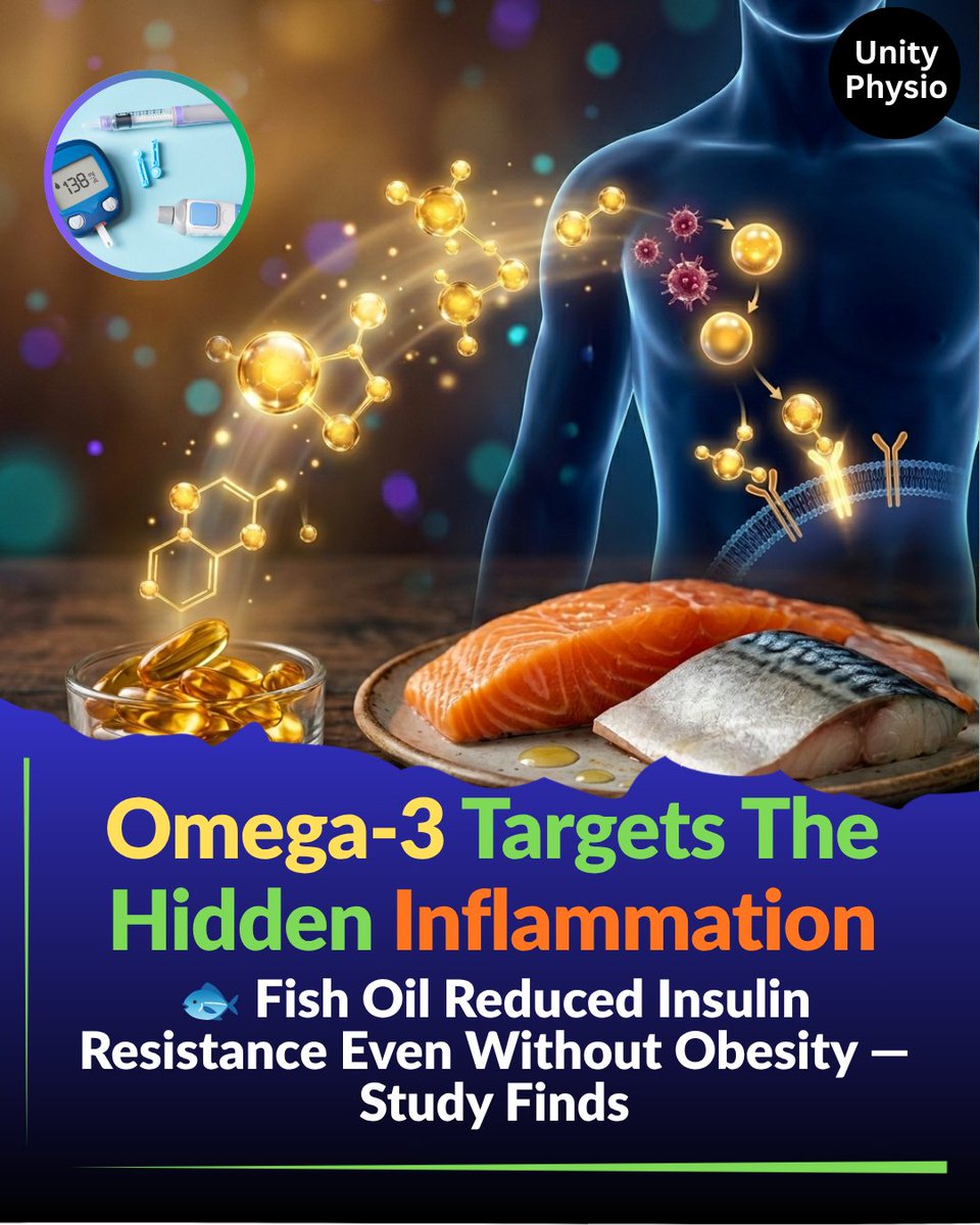 unityphysio1's tweet photo. 🐟 Scientists just discovered omega-3 fish oil reduced insulin resistance and improved blood sugar in diabetic subjects who were not obese — by shifting immune cells from inflammatory to anti-inflammatory mode. Up to 20% of diabetics worldwide are not overweight. Fish oil could https://t.co/KblxT8Tt0o