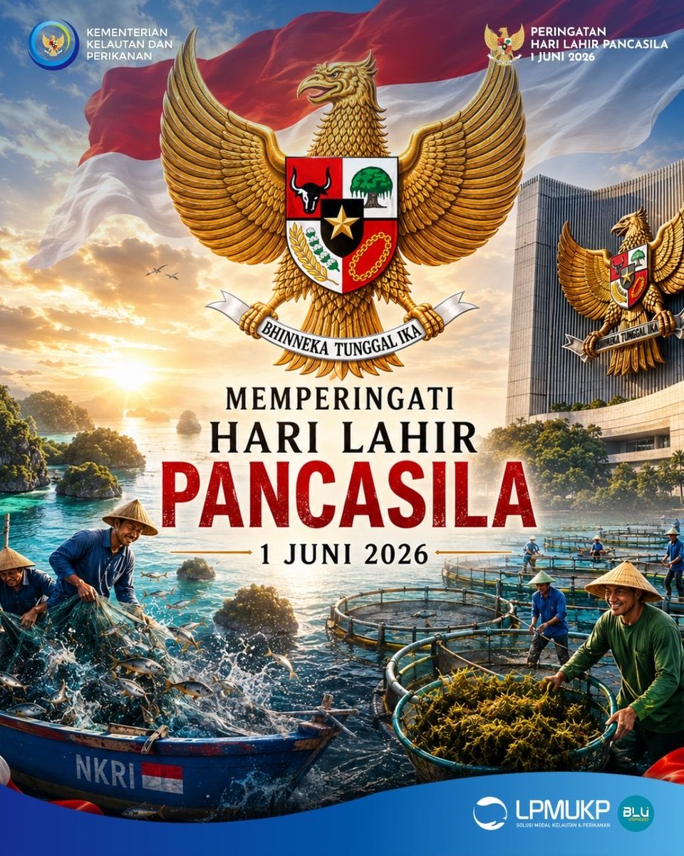 lpmukpgoid's tweet photo. Dengan semangat persatuan dan kerja keras, mari terus mengembangkan sektor kelautan dan perikanan sebagai sumber kesejahteraan masyarakat serta penggerak ekonomi bangsa🇮🇩

Pancasila Pemersatu Bangsa, Fondasi Perdamaian Dunia💪
#pancasila #harilahirpancasila2026 #lpmukpgoid https://t.co/s4CtSOs1IA