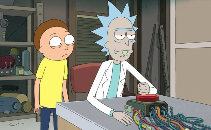 evainiasw's tweet photo. the way they executed rick pushing the button was perfect, incredible ending #rickandmorty https://t.co/s5EaGK4AHx