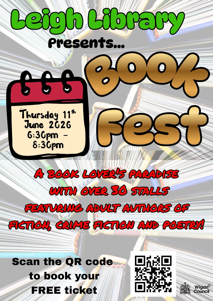 SPJCaldwell's tweet photo. Very much looking forward to taking part in the Wigan and Leigh Book Fest next week https://t.co/Ak3GuUW8UU