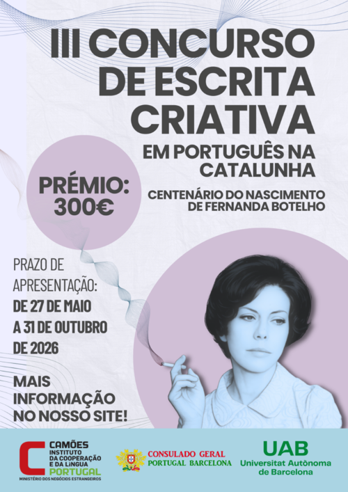 camoes_ip's tweet photo. 📣 III Concurso de Escrita Criativa de Português na Catalunha

🗓 O prazo de apresentação das obras termina no dia 31 de outubro de 2026.

📖 Mais informações e regulamento disponíveis no website do Camões, I.P. 👇
https://t.co/r781EEr1Jg

#CamõesIP #Cultura https://t.co/vCgNAxKnKz
