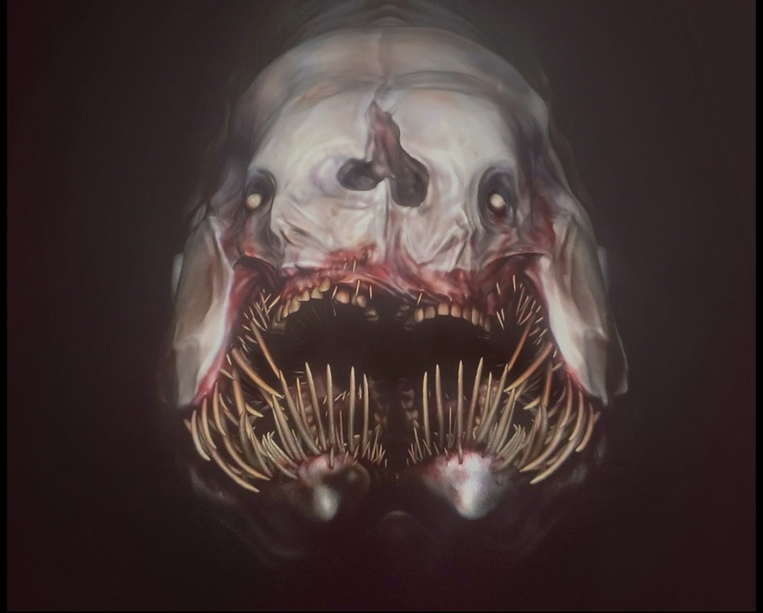 Moomsica's tweet photo. i'm looking at the concept art/final versions for elli and wow, shes so beautiful. the sheer horror of her design will always stick with me. thank you deadlymelodic https://t.co/EEAvXeXYn0