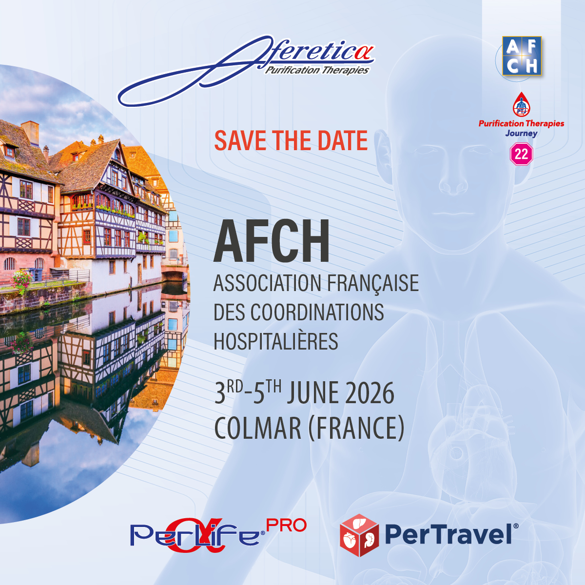Aferetica_Srl's tweet photo. June opens with the next two stops of the PTJ in France:

 🔹AFCH · Colmar, France (June 3–5)
 🔹JCHB · Paris, France (June 5–6)

with #PerLife®ᴾᴿᴼ+ #PerTravel®.

Looking forward to connecting with you on-site.
 
#Aferetica #AFCH2026 #JCHB2026 #OrganPerfusion #MachinePerfusion https://t.co/9MHw4mNAjV