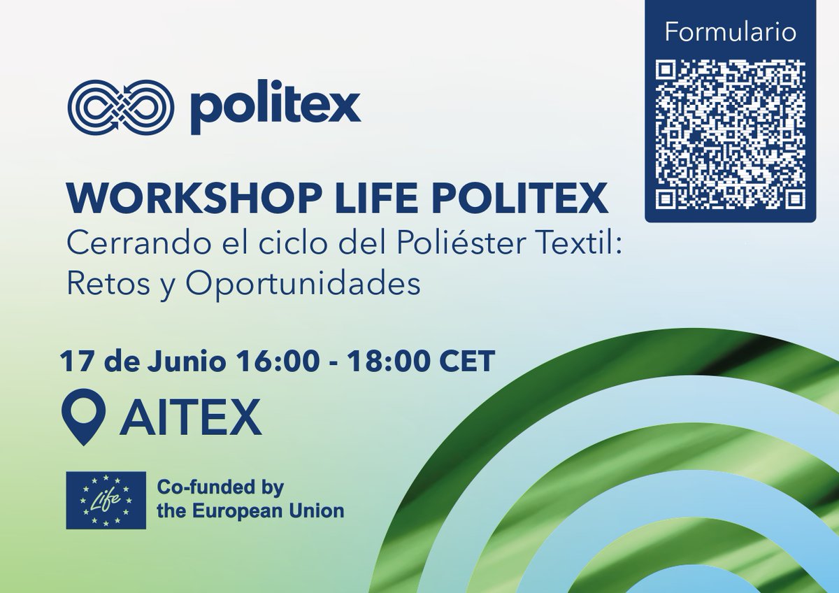 aitex_es's tweet photo. 🔄¿Estamos preparados para cerrar el ciclo del poliéster textil?

Workshop @LIFE_POLITEX “Cerrando el ciclo del Poliéster Textil: Retos y Oportunidades”, para abordar los desafíos y soluciones para un modelo más circular.

📅17 junio
📍AITEX
👉Inscríbete: https://t.co/BFsB82f5VN https://t.co/1tEarkCKUs