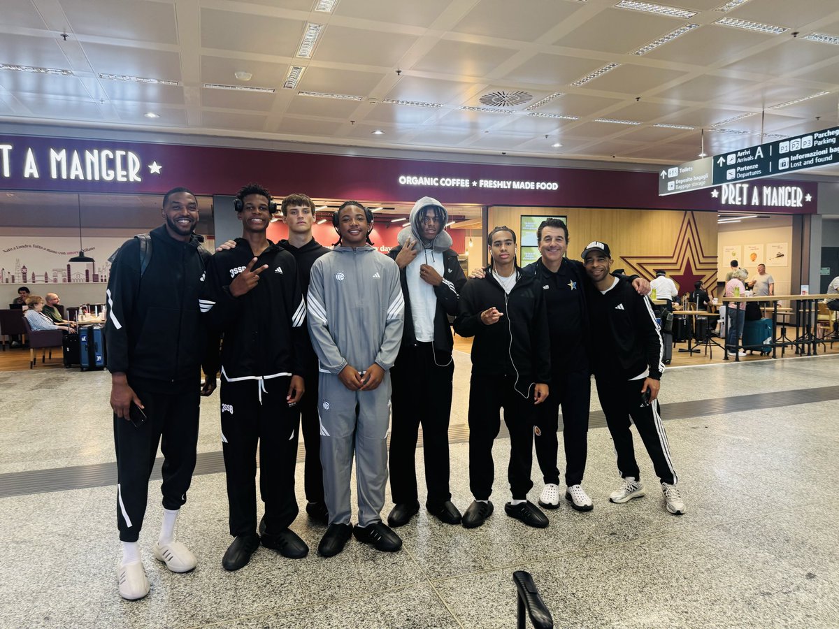 PaulBiancardi's tweet photo. This group looks good after a long flight to Italy. Julyan Stone, Jelani Hicks, RJ Evans, Kevin Savage, Nolan Nelson, Javon Bardwell, and Blaze Johnson. @adidasHoops #AdidasEuroCamp https://t.co/jiMoQaNJk9