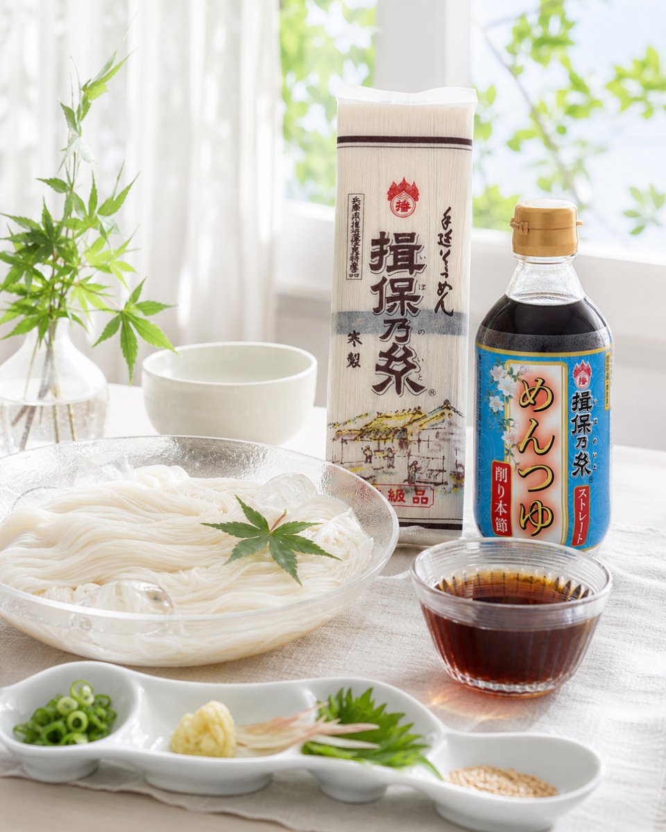 Gift_senowo's tweet photo. 「揖保乃糸黒帯と、純正めんつゆのセットって無いの？」

そんなお声から生まれた、黒帯１２束と純正めんつゆ２本のセットが今年も登場。

 「やっぱり揖保乃糸のめんつゆが一番美味しい！」 
と笑顔になる瞬間を、今年の夏もぜひお贈りください。

 黒帯を倍の２４束にも増量できます。 https://t.co/UxomwfmjNs