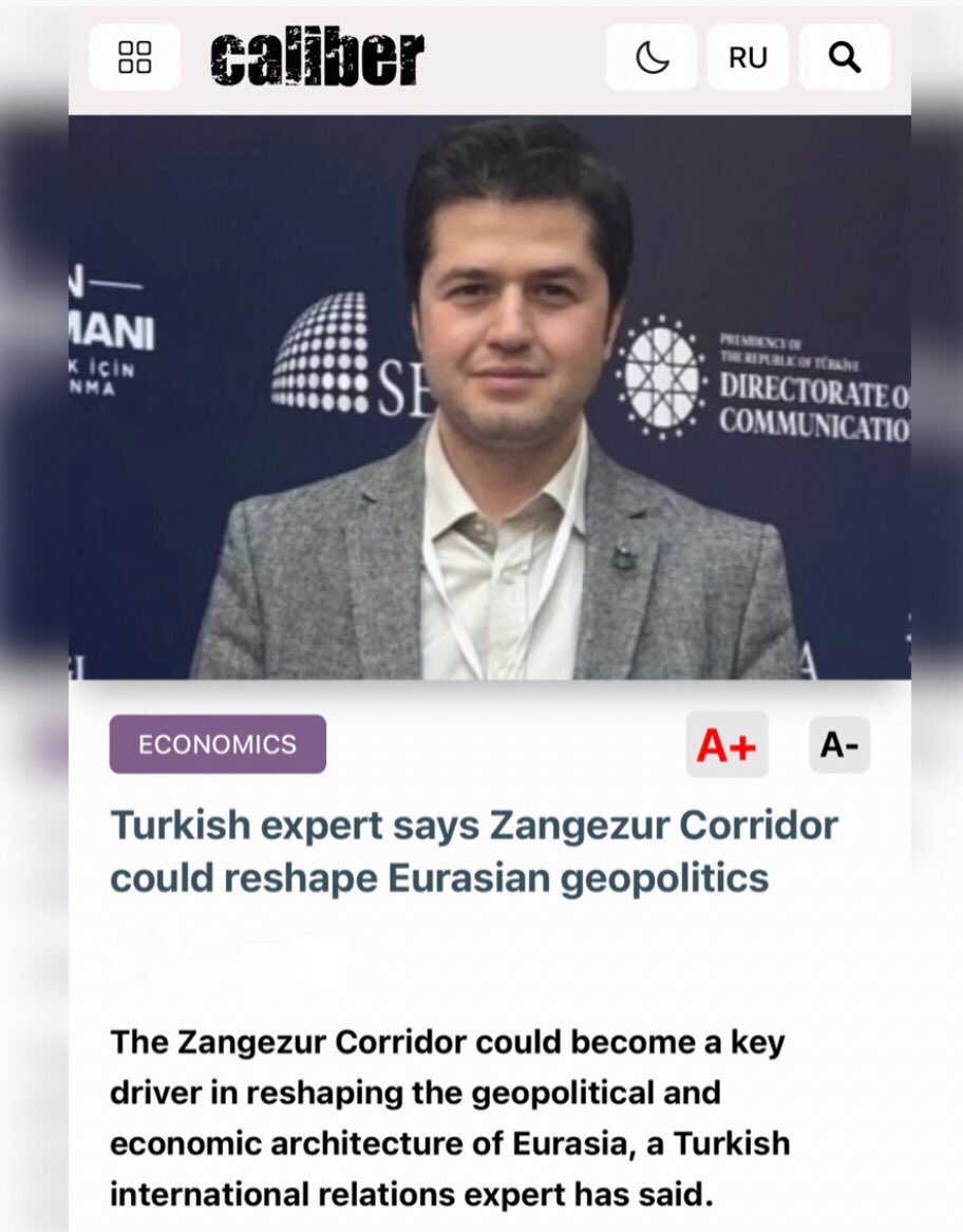 GokhanOzcubukcu's tweet photo. 🎙️ “Zengezur Koridoru ve Avrasya’nın Yeniden Şekillenen Jeopolitiği”ne dair değerlendirmem, Azerbaycan medyası https://t.co/3pyh9xKco2’da yer aldı. ⤵️
👉 Röportajın tamamına ulaşmak için; 🔗 https://t.co/9TnNqUkB0o
#ZengezurKoridoru #Azerbaycan #Türkiye #Avrasya #OrtaAsya https://t.co/kDLBBmysg4
