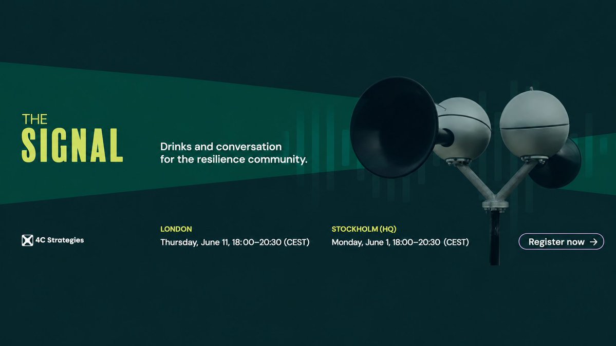 TheBCEye's tweet photo. Sweden’s public warning siren has sounded on the first Monday in March, June, September and December for over ninety years. The Signal takes its name, and its rhythm, from that siren, and from 4C Strategies’ Swedish roots.
 
Hosted in London and Stockholm: https://t.co/GNNa5aR7ia https://t.co/ro3YtmMUim