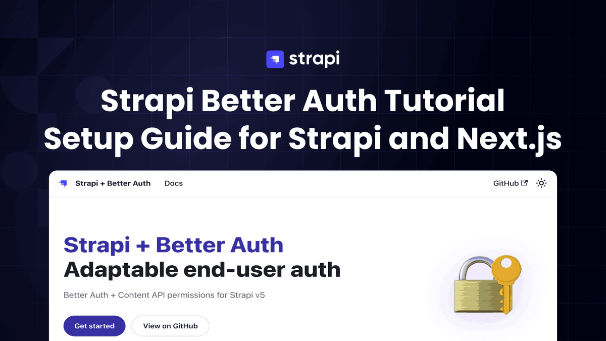strapijs's tweet photo. Strapi Better Auth Tutorial: Setup Guide for Strapi v5 and Next.js 16

Add modern authentication to your Strapi v5 and Next.js project with the Better Auth community plugins, including setup and client wiring.

👉 Full tutorial: https://t.co/ryR4uMOcE8 https://t.co/KwMbmnGM8E