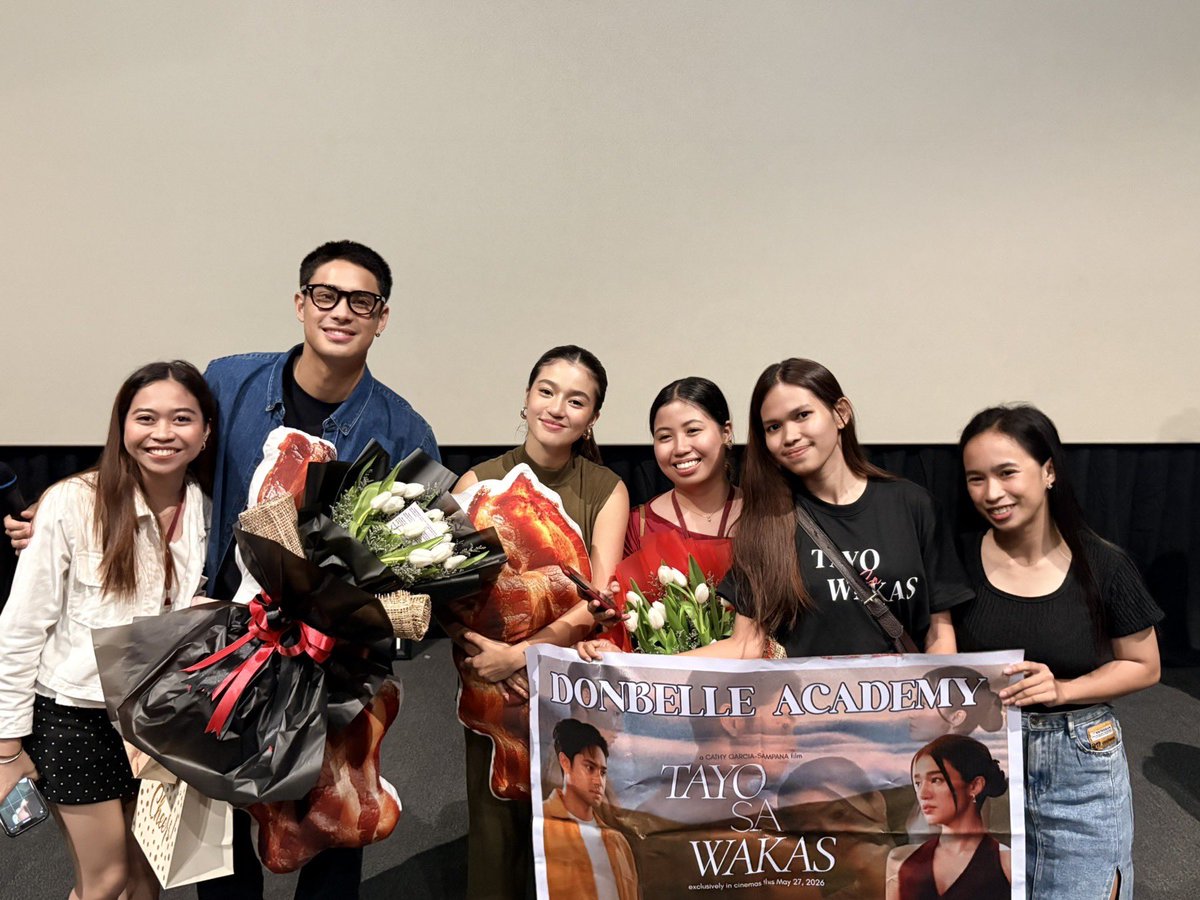 StarCinema's tweet photo. Donny Pangilinan and Belle Mariano with River Joseph and Emilio Daez at the Blockscreening of Donbelle Academy. ✨

📍SM North Edsa Director’s Club 1

Get your tickets now and experience Tayo Sa Wakas! Visit https://t.co/GWCheUqXxs 🎟️

#TayoSaWakas — a 33rd anniversary offering from Star Cinema and a film by Cathy Garcia-Sampana.

NOW SHOWING in over 280 cinemas nationwide.