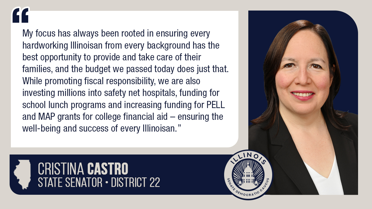 senatorcastro's tweet photo. "My focus has always been rooted in ensuring every hardworking Illinoisan from every background has the best opportunity to provide and take care of their families, and the budget we passed today does just that."
Read more: https://t.co/HTDC5XtpfU https://t.co/KJIEmXWfNQ