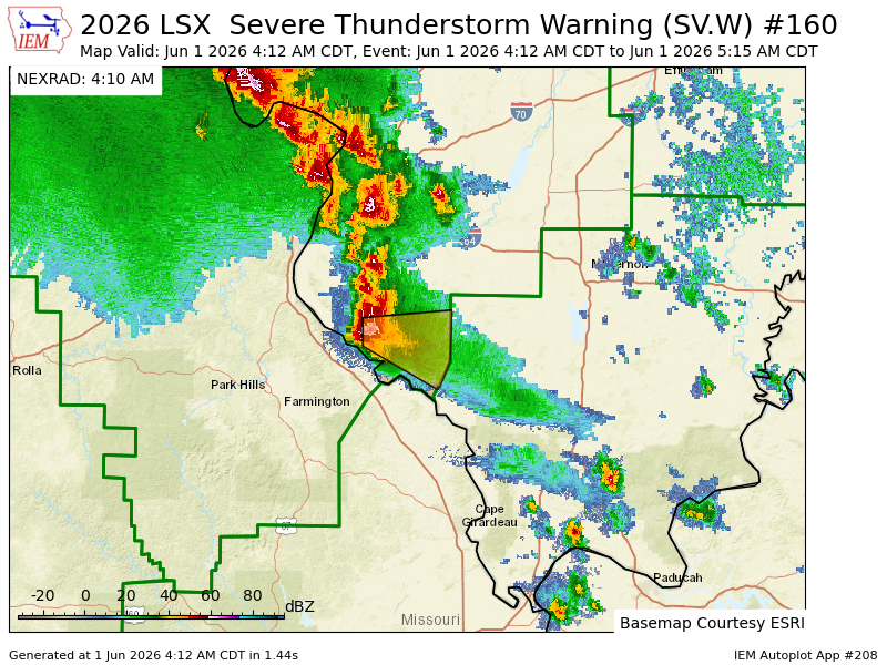 HFitzpatrickWX's tweet photo. LSX issues Severe Thunderstorm Warning [wind: <50 MPH (RADAR INDICATED), hail: 1.00 IN (RADAR INDICATED)] for Randolph [IL] till Jun 1, 5:15 AM CDT https://t.co/ds7QlzSXb4 https://t.co/47aiP7BnFN