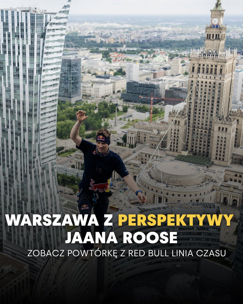 redbullpolska's tweet photo. Powtórka z przejścia na taśmie między Pałacem Kultury i Nauki a Varso Tower 🏙️
https://t.co/xhT8ZQ54Xo

#warszawa #warsaw #RedBullLiniaCzasu https://t.co/wDlsa6WVBY