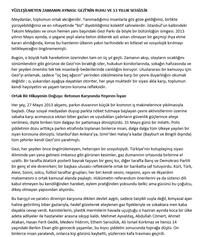 unsalunlu's tweet photo. Bu sabah yayında bir bölümünü okuduğum @_ALALAND_  'in Gezi yazısı. https://t.co/3dJl8XUOGu