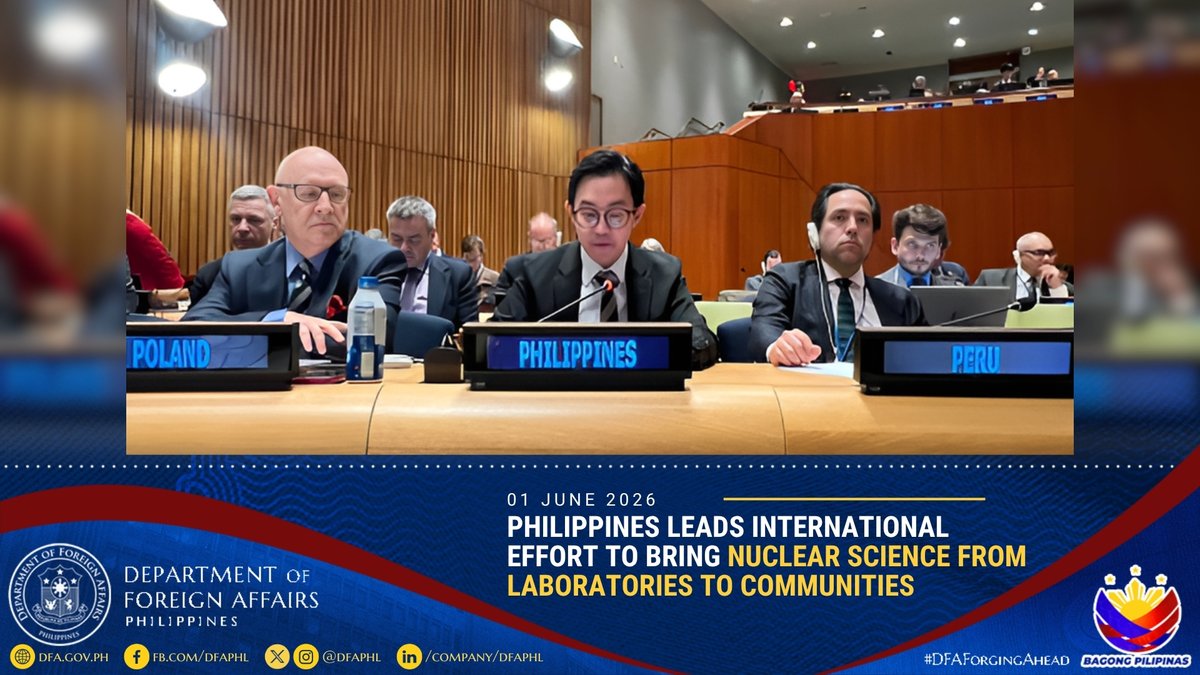 DFAPHL's tweet photo. (1/2) The Philippines led 45 countries in advancing the peaceful uses of nuclear energy during the 11th Review Conference (RevCon) of the Treaty on the Non Proliferation of Nuclear Weapons (NPT), https://t.co/AosSRNifNm