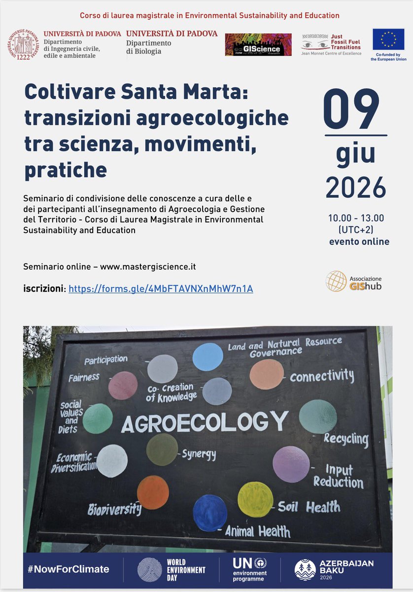 ageiweb's tweet photo. Coltivare Santa Marta: transizioni agroecologiche tra scienza, movimenti, pratiche (Online, 9 giugno 2026)
INFO: https://t.co/gSDRC5GnjD https://t.co/BeHEEYX6Pv