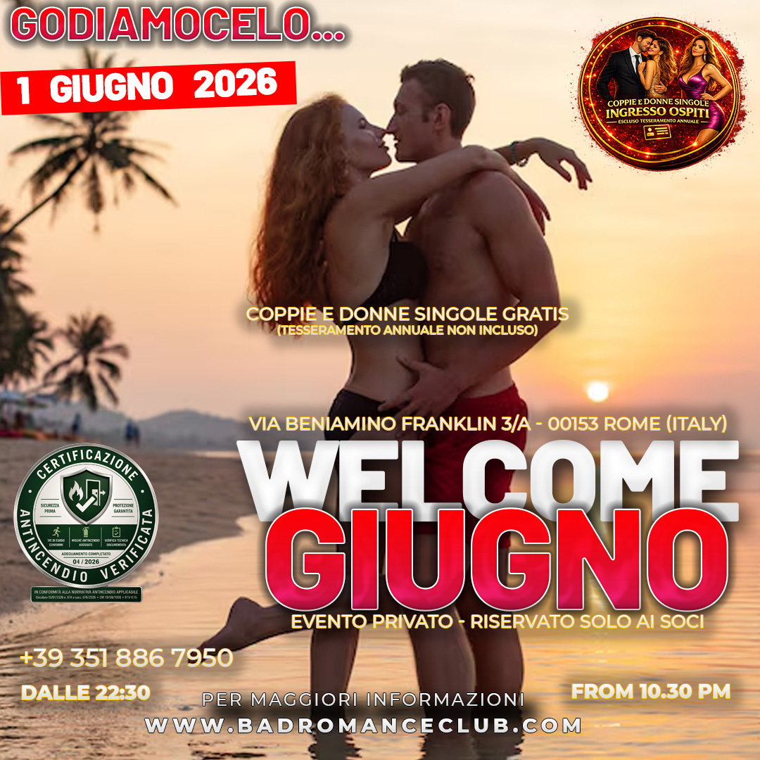 SwingersBad's tweet photo. Questa sera 1 Giugno 2026

Bad Romance Swingers Club
(ROME-ITALY) Via Beniamino Franklin 3/A
info +39 351 8867950

💋Our Web Site/Nostro sito web
https://t.co/ia6cqBo2i1

🌶Telegram Channel:
https://t.co/lW1NAVqCbJ

🔥Twitter(https://t.co/ccikEJLiji):
https://t.co/QGbJZd0rQ4 https://t.co/EoZwo5TON2