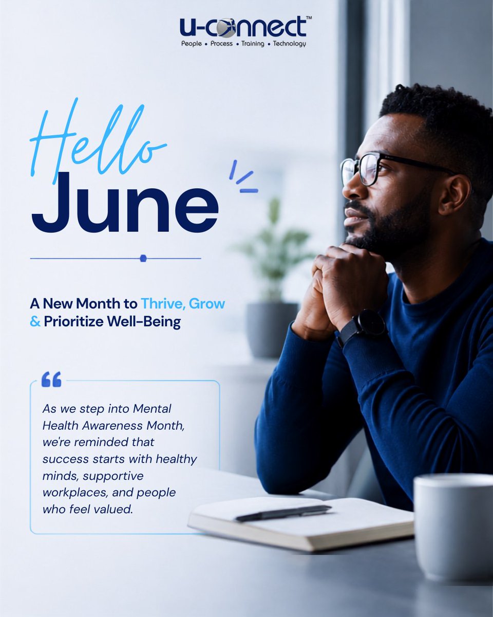 uconnecthr's tweet photo. Welcome to June.

This Mental Health Awareness Month, let's continue creating environments where individuals can do their best work while maintaining their well-being.

Wishing everyone a healthy, productive, and fulfilling month ahead. https://t.co/8WIoxoxjId