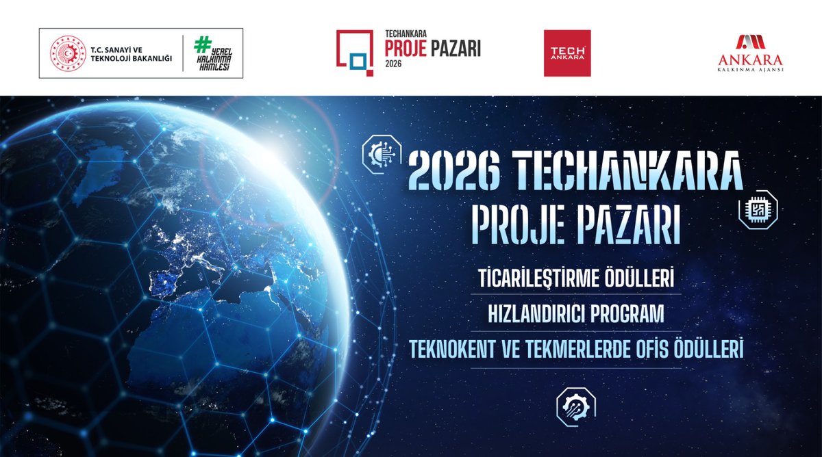ankaraka's tweet photo. 🚀 TechAnkara Proje Pazarı 2026 Başvuruları Açıldı!

Ankara Kalkınma Ajansı tarafından bu yıl 12'ncisi düzenlenen TechAnkara Proje Pazarı, yenilikçi ve teknoloji odaklı projeleri yatırımcılar, sanayi temsilcileri, akademi ve girişimcilik ekosistemi ile buluşturmaya hazırlanıyor.

Teknoloji tabanlı iş fikrinizi görünür kılmak, yeni iş birlikleri geliştirmek ve yatırım fırsatlarına erişmek için siz de başvurun.

📅 Son Başvuru Tarihi: 5 Temmuz 2026
 🔗Detaylı bilgi ve başvuru: https://t.co/6daxUsmlyK

#STB #KAGM #AnkaraKalkınmaAjansı #TechAnkara #ProjePazarı #Girişimcilik #İnovasyon #Networking
@TCSanayi @KalkinmaAjansGM