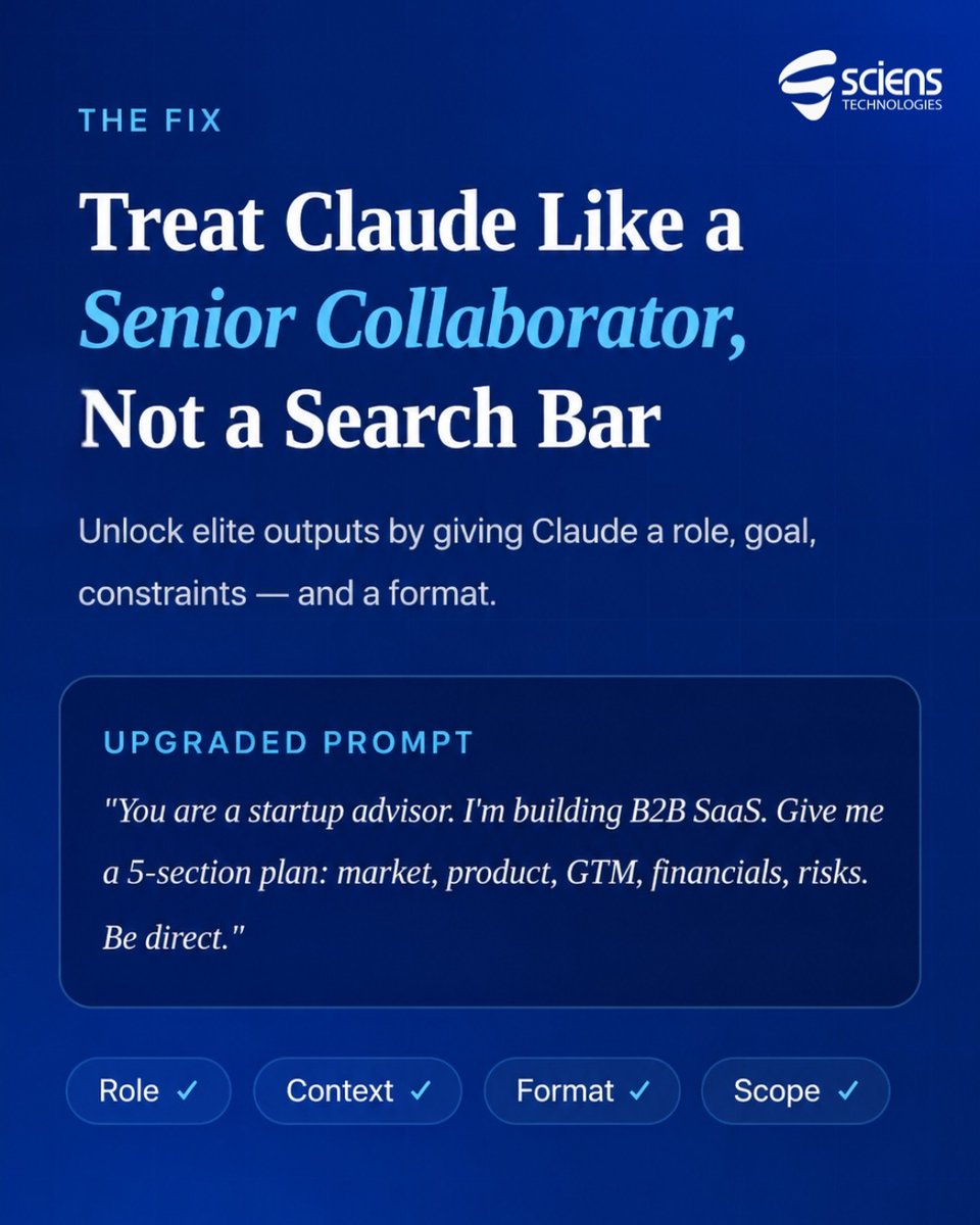 scienstech's tweet photo. Claude cheat codes that 99% of users dont know. Swipe to unlock them all
#ClaudeAI #ArtificialIntelligence #PromptEngineering #AITools #GenerativeAI #ProductivityHacks #AIWorkflows #Automation #FutureOfWork #Scienstechnologies https://t.co/1t6XGenQph