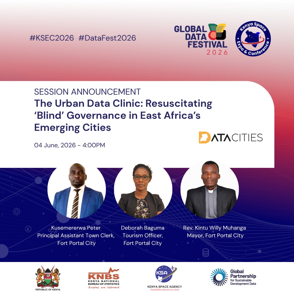 DataCitiesUg's tweet photo. At #GlobalDataFestival2026, @FortPortalCity1 will join conversations shaping the future of data-driven urban governance in Africa.

Representing the city at the DataCities side event — The Urban Data Clinic: Resuscitating ‘Blind’ Governance in East Africa’s Emerging Cities — are Deborah Baguma (Tourism Officer), Kusemererwa Peter (Principal Assistant Town Clerk), and Rev. Kintu Muhanga Willy (Mayor, Fort Portal City).

Join our side event as we explore how data can help emerging cities strengthen governance, improve planning, and deliver better services.

📅 04 June 2026
⏰ 4:00 PM
📍 Nairobi, Kenya

#DataFest2026 #KSEC2026 #UrbanData #DataGovernance #DataForGood