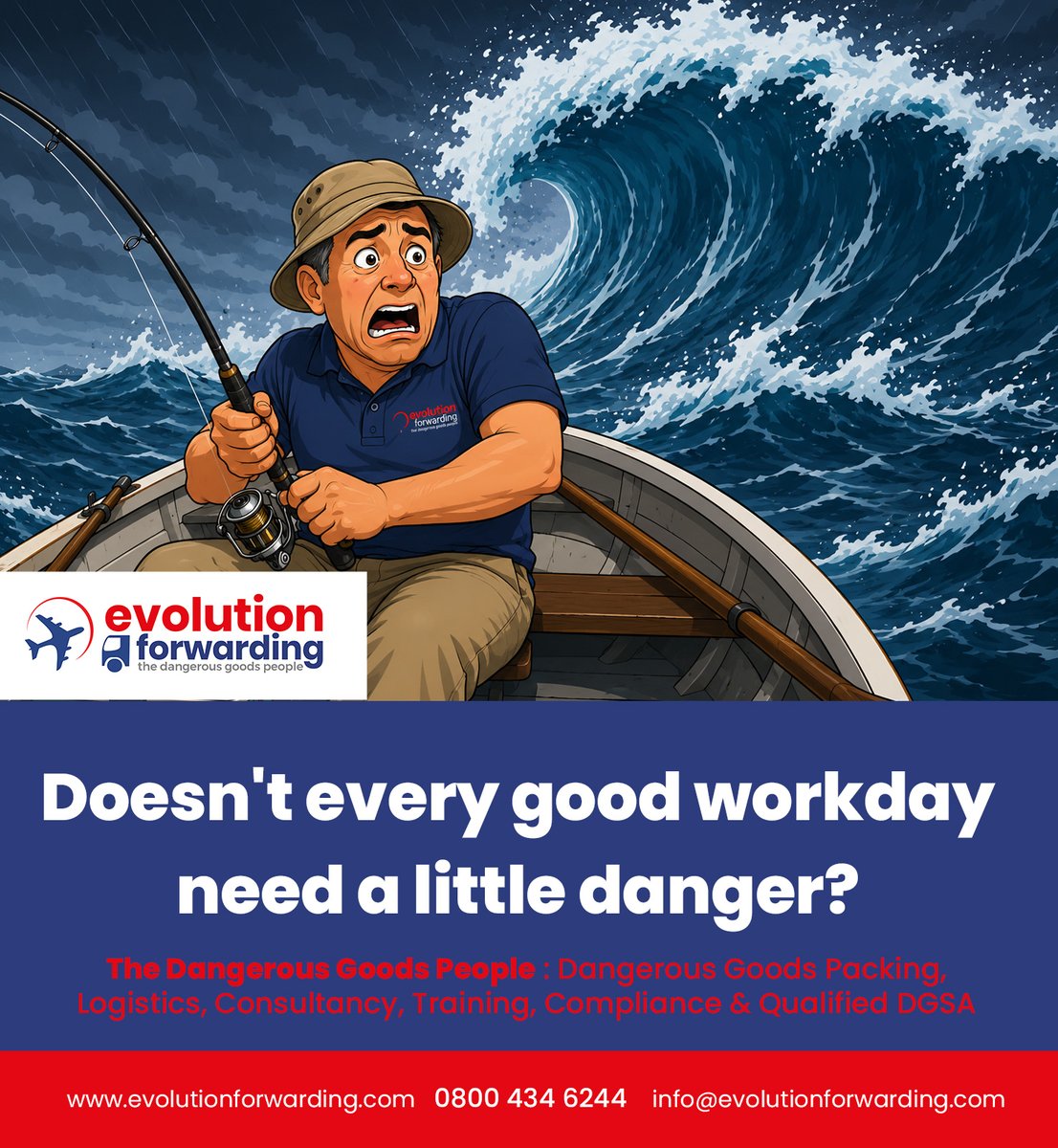 evolutionfwdg's tweet photo. At Evolution we aren't afraid of a little danger - especially Terry! 
Feel free to let us know what danger you think Terry should be facing next month!
https://t.co/9ue4tkwpxP
#DangerousGoodsPacking  #DangerousGoodsTraining  #Evolution https://t.co/5P5BSZBxmG