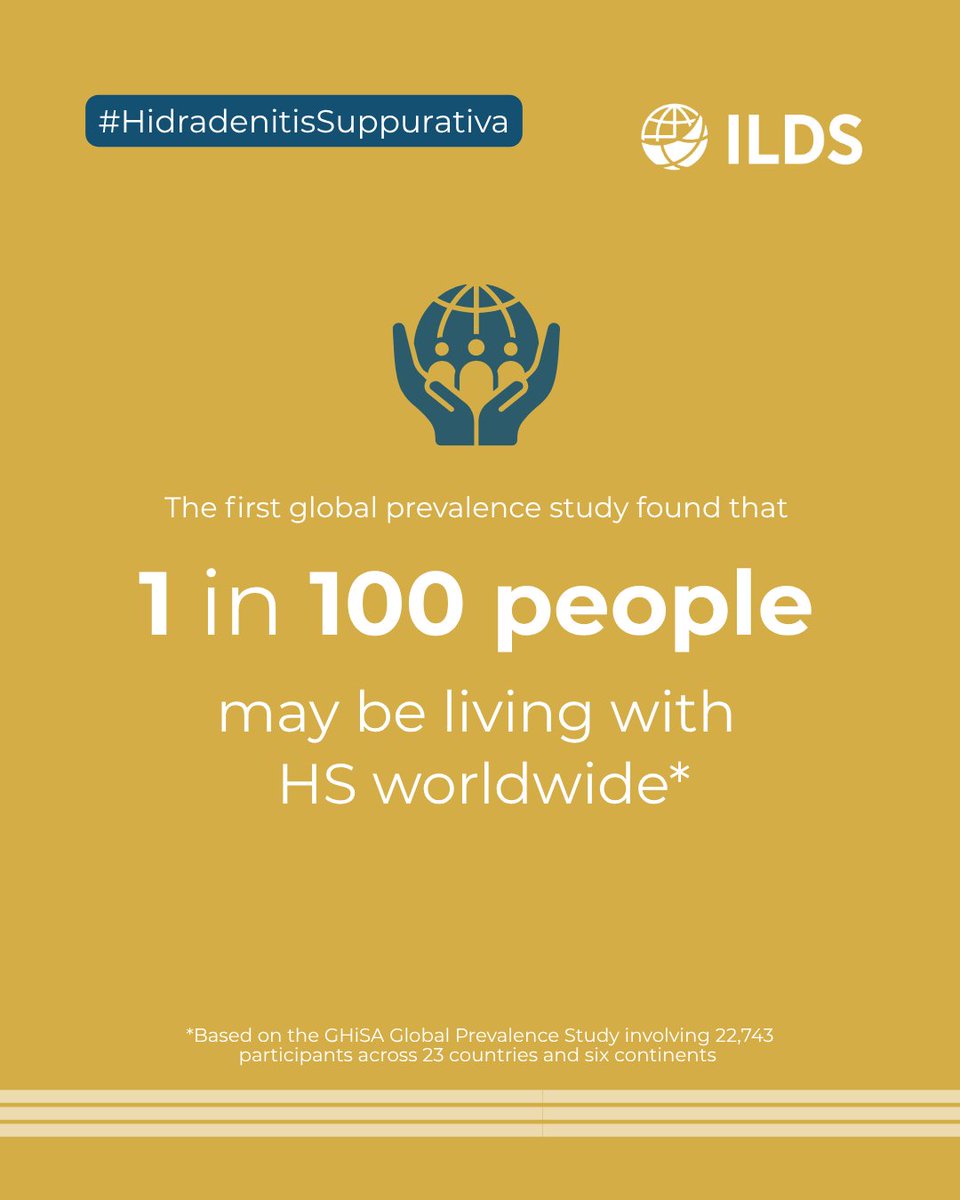 ILDSDerm's tweet photo. This week is #HSAwarenessWeek.

The first global prevalence study from GHiSA, an ILDS initiative led by Prof. Gregor Jemec, suggests that around 1 in 100 people may be living with HS worldwide. Greater awareness is key to improving care and outcomes.

https://t.co/ZrB9tBOtON https://t.co/tdBZzJETG9