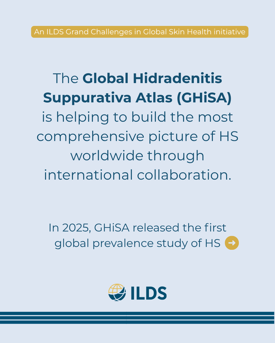 ILDSDerm's tweet photo. This week is #HSAwarenessWeek.

The first global prevalence study from GHiSA, an ILDS initiative led by Prof. Gregor Jemec, suggests that around 1 in 100 people may be living with HS worldwide. Greater awareness is key to improving care and outcomes.

https://t.co/ZrB9tBOtON https://t.co/tdBZzJETG9