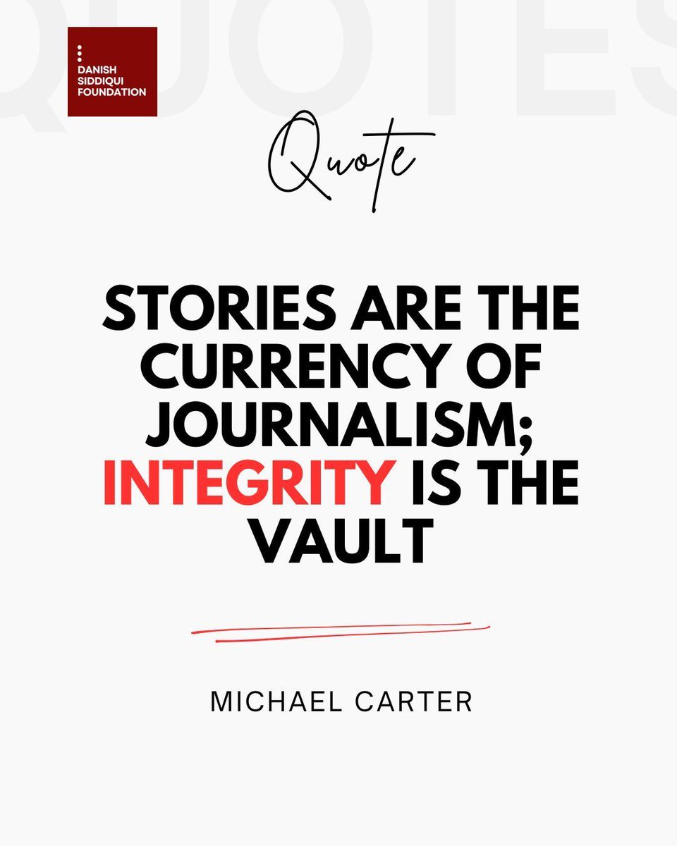 DSFAsiaOrg's tweet photo. "Stories are the currency of journalism; integrity is the vault." – Michael Carter 

#MondayMotivation
#JournalismQuotes
#InspireJournalists https://t.co/sy0OHG2ycK