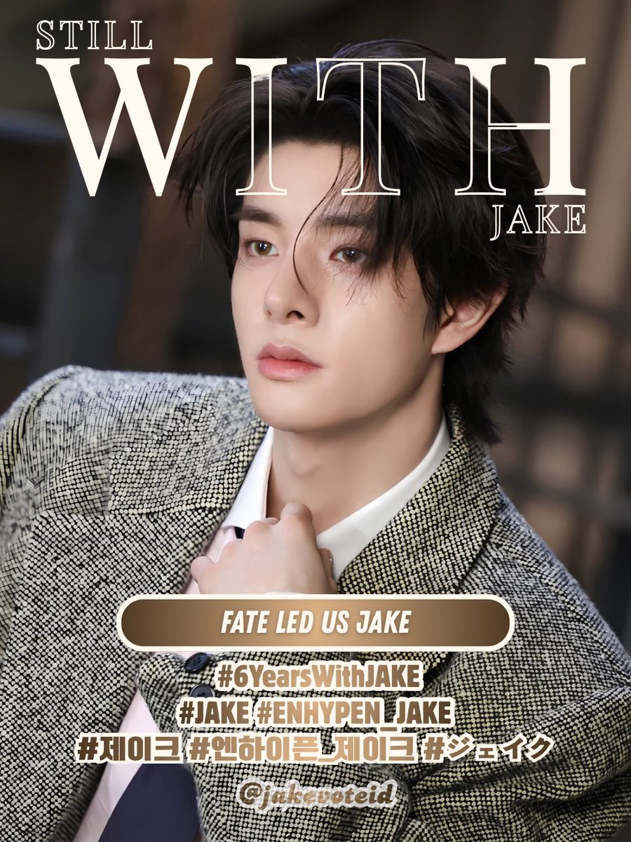 jakevoteid's tweet photo. It's been 6 years, we're so proud of everything you've achieved.
Thank you for always giving your best. We hope you're always surrounded by love and support.

FATE LED US JAKE
#6YearsWithJAKE
#JAKE #제이크 #ジェイク
#ENHYPEN_JAKE #엔하이픈_제이크
@ENHYPEN_members @ENHYPEN https://t.co/RR7DHzJBY6