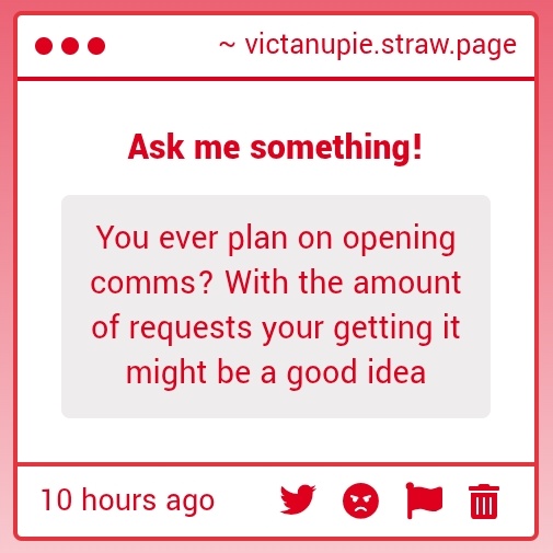 VictanuPie's tweet photo. I have thought about It for a bit tbh! Tho I know nothing abt opening commisions and It kinda scares me so I'll probably try to search abt It more before doing anything ^^" https://t.co/OAKQvyNFm4