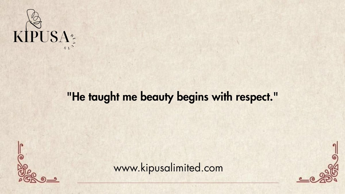 BeautyKipusa's tweet photo. Beauty was never just about appearance in his eyes. A father's teaching often starts with how you treat yourself and others. Respect becomes the foundation of how you carry your presence. From that foundation, true beauty naturally grows.
#KipusaBeauty #InnerBeauty #FathersWisdom https://t.co/klgY2MYpg4
