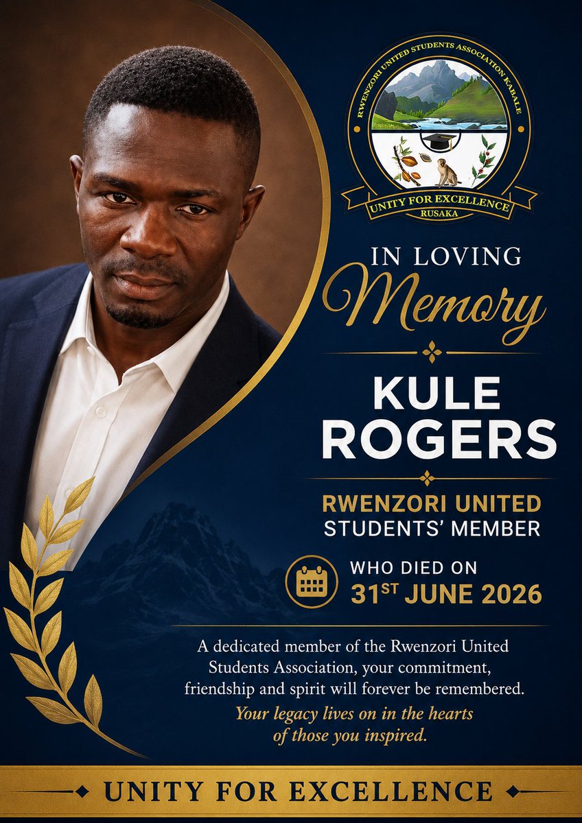 Rusaka_KAB's tweet photo. 🕊THE LATE ROGERS🕊
It is with deep sorrow that we mourn the passing of our beloved member, Kule Rogers.
We extend our heartfelt condolences to his family, friends, and all who were touched by his life. 
"Your legacy lives on in the hearts of those you inspired"
RIP until we meet https://t.co/IwqX7qciNE