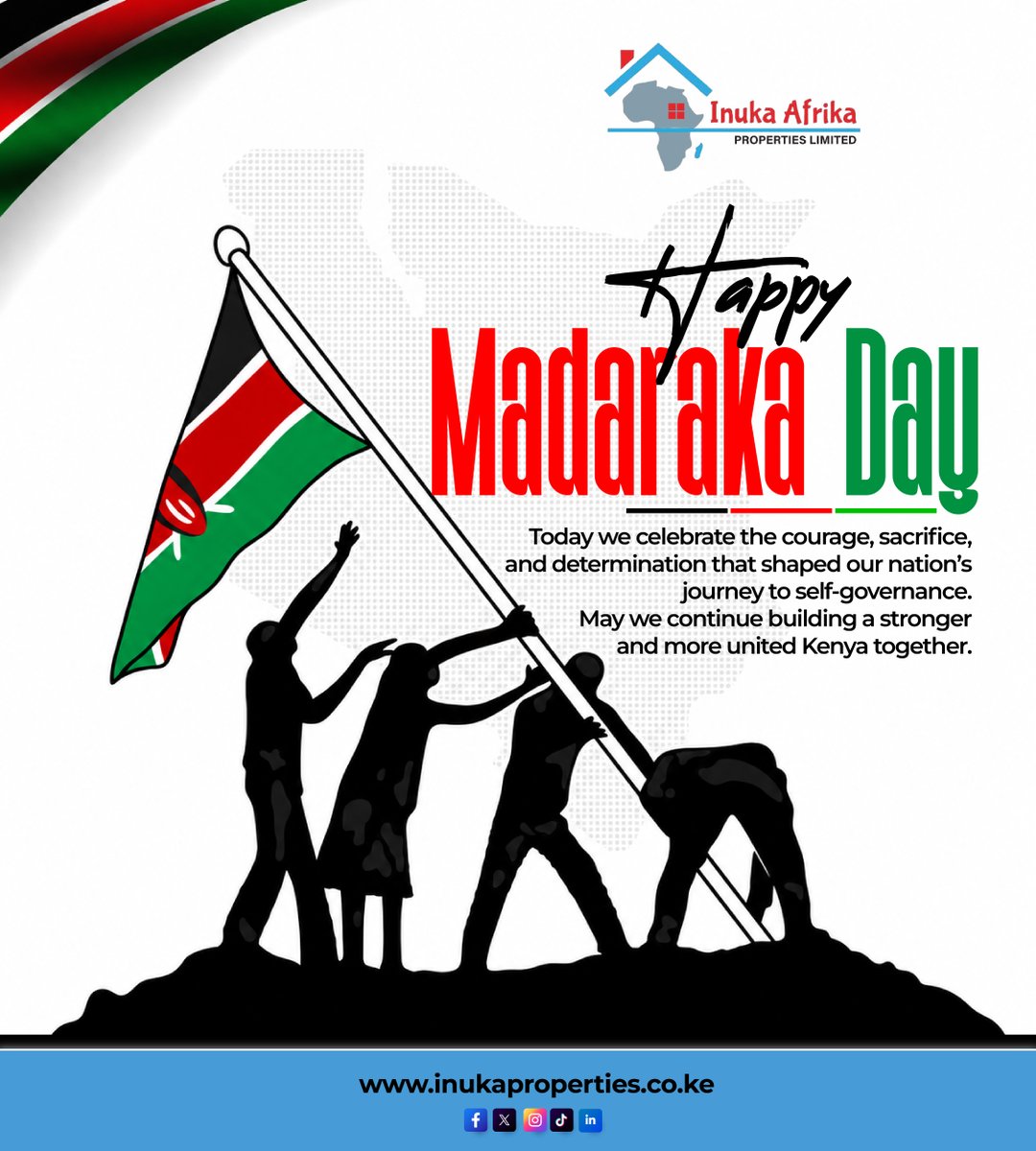 Inukaproperties's tweet photo. https://t.co/lBFR5fIpxB

#HappyMadarakaDay #MadarakaDay #inukaafrikaproperties https://t.co/K0qPiwZ97k