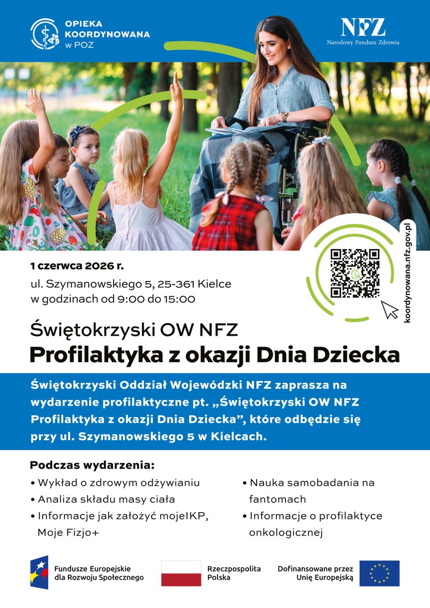NFZ_Kielce's tweet photo. Dla wszystkich dzieci-przede wszystkim zdrowia. Dziś #teamNFZ będzie w Kielcach. Od rana będziemy mówić o #profilaktyce i zdrowym odżywianiu. Chętni zrobią analizę składu ciała. Ale to nie koniec atrakcji 🙂
FERS.04.15-IP.07-0003/23. #FunduszeUE #FERS https://t.co/V7wZiLXNco