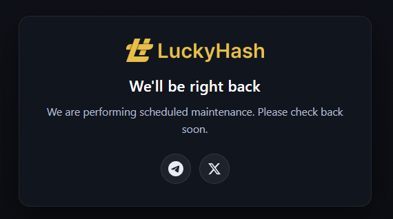 LuckyHashWin's tweet photo. LuckyHash will be temporarily offline today while we perform scheduled maintenance and platform improvements.

We'll post an update as soon as everything is back online and ready to play.

Thank you for your patience and understanding 🍀 https://t.co/yATvH86gs5