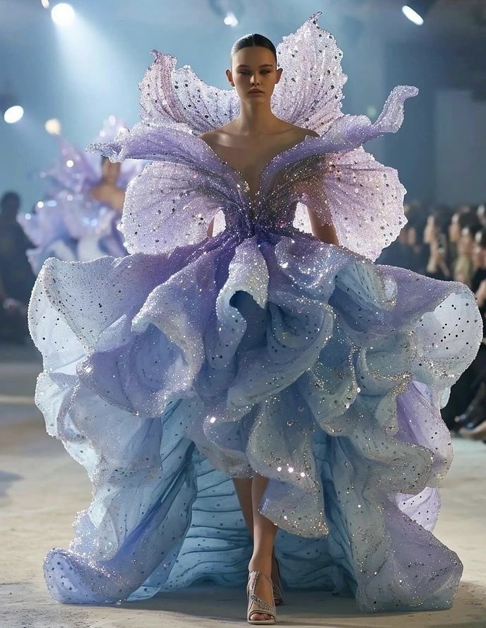 VistaVoid's tweet photo. A flower blooming on the runway: Couture art at its most elegant🤍 https://t.co/5LuGh4Eecp