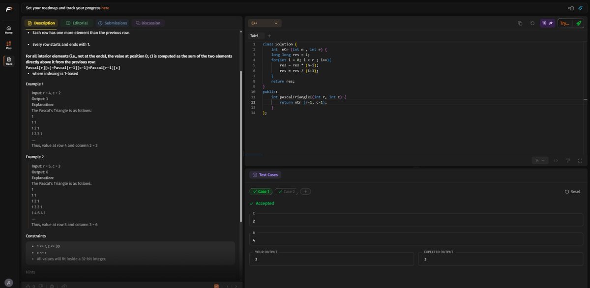 tryindeep's tweet photo. 📝Day 1 - #SDESheetChallenge | Topic - Arrays

Questions : 
➡️Set Matrix Zeroes: Bf->better->Optimal | 
➡️Pascal's Triangle I : 3 variations 
➡️Next Permutation: pivot, swap, reverse

3/3 done.✅
#SDESheetChallenge #DSA #StriversSheet https://t.co/ytitYCaigv