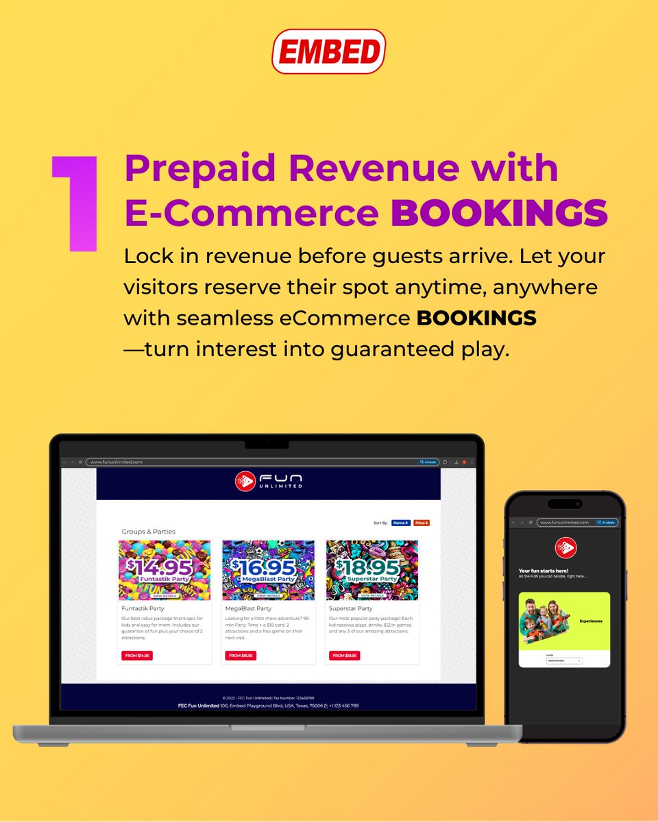 embedcard's tweet photo. 🕹️ Click, Book, Ka-Ching! ​

Turn every booking into a win with Embed BOOKINGS. 💻​

Power up your venue: https://t.co/LshqD8H6Aa

#FuellingFun #TransformingFun #Amusement #FamilyEntertainmentCenters #Arcades #Attractions #ThemeParks #CashlessPayments #CashlessTechnology https://t.co/1oWHGcRcrd