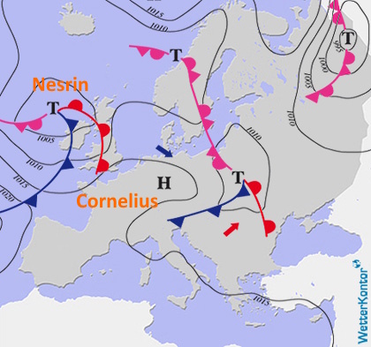WetterKontor's tweet photo. Hoch Cornelius sorgt bin Deutschland für Wetterberuhigung, morgen am Dienstag folgt aber schon Tief Nesrin: https://t.co/r98Y1ezxl8 https://t.co/Suop8PTiNV

#Wetter #Deutschland #Hoch #Cornelius #Tief #Nesrin https://t.co/Zj1J6pEg45