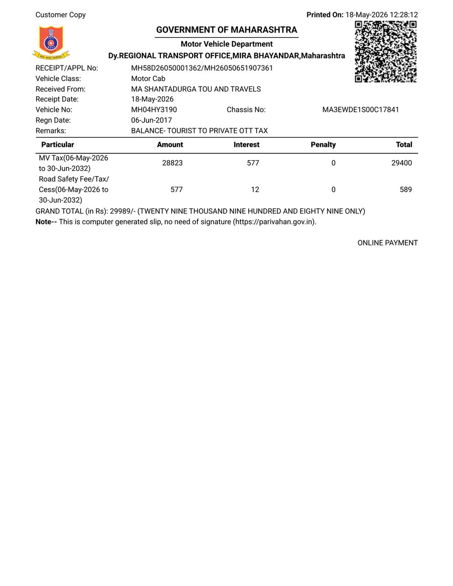 mjact1's tweet photo. Instead of clearing my paid file, fake data was generated at this desk to stall it. If the VAHAN system auto-generates a June penalty today, I WILL NOT PAY IT. Investigate this harassment immediately! State Grievance Token: DIS/HOMT/THAN/2026/80. 2/ #StopCorruption #VAHAN https://t.co/ZXeBstGd5n