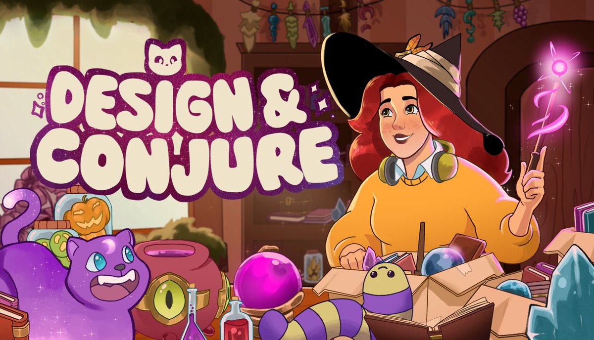 design_conjure's tweet photo. Hi cozy friends! 🥰

We revamped the Key Art for our witchy unpacking and decoration game...
🤔 Do you think it gives more witchy and unpacking vibes? 🌼🔮🏠

#indiegame #indiedev #gamedev https://t.co/mCZw6He5wV