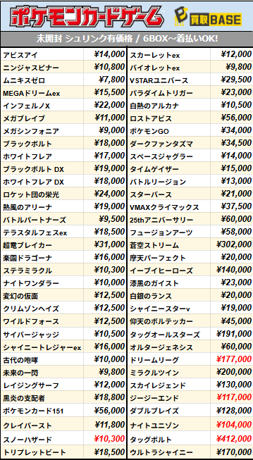 クリムゾンヘイズ　ワイルドフォース　シャイニートレジャー　パラダイムトリガー 📢#ポケカ 買取一覧更新 ￣V￣￣￣￣￣￣￣￣￣￣ 6月1日(月)14:40時点