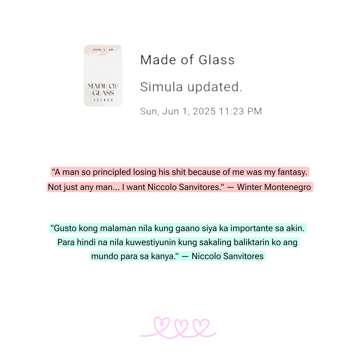 klareythinks's tweet photo. a year later and I’m still not over them. Happy Simula Anniversary to the story that set the standard way too high for everyone else. 🥺❤️‍🩹 https://t.co/4fUjoIDKfK