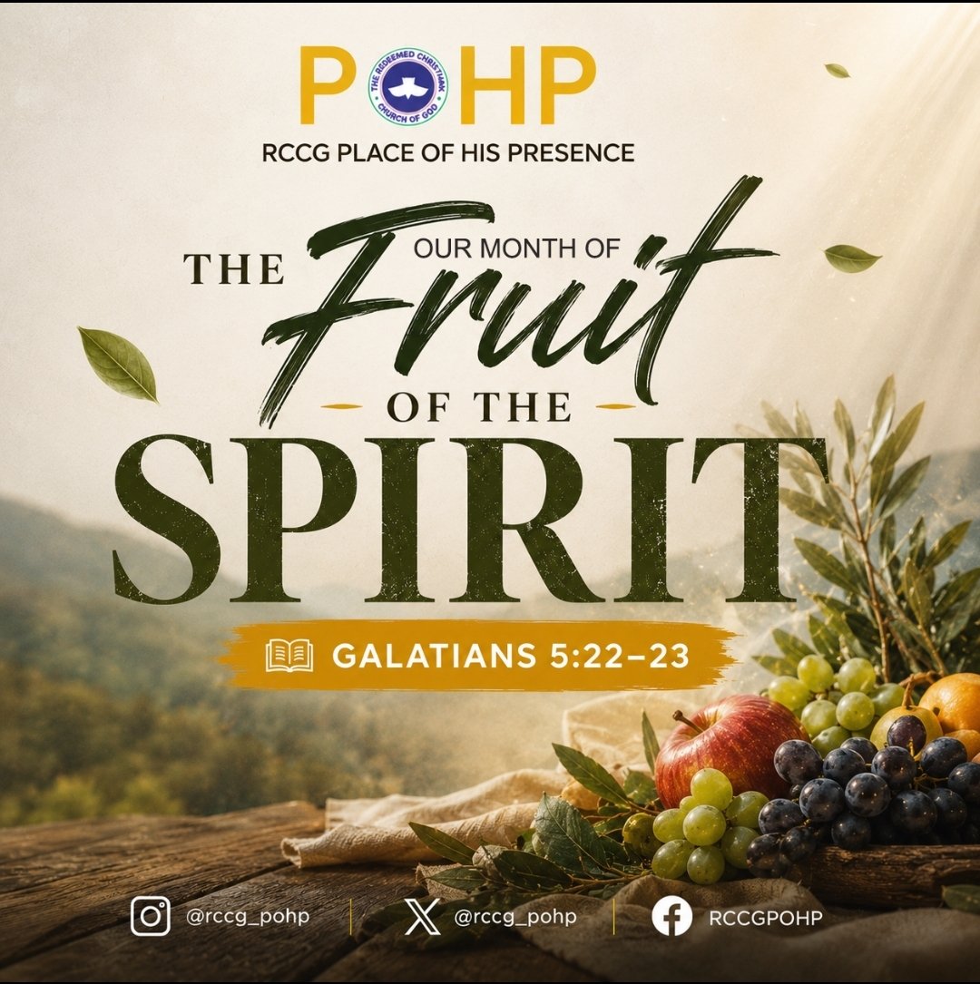 RCCG_PoHP's tweet photo. Welcome to our The Fruit of the Spirit month!
You'll walk in the Spirit &amp; not the flesh.
Your life bears the fruit of Love, Joy, Peace, Perseverance, Kindness, Goodness, Faithfulness, Gentleness, &amp; Self‑control.
You're transformed daily by His Spirit. Your character glorifies God https://t.co/usm41qNjUq