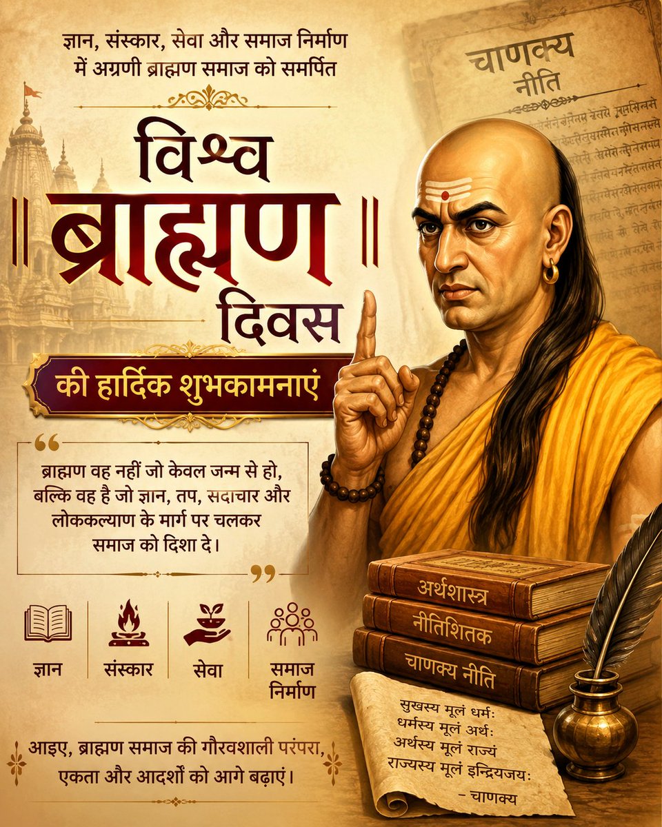 ABSEPOfficial's tweet photo. ज्ञान, संस्कृति और सनातन परंपरा के वाहक सभी ब्राह्मण बंधुओं को विश्व ब्राह्मण दिवस की हार्दिक शुभकामनाएँ! 🪔🙏✨ 
#विश्व_ब्राह्मण_दिवस https://t.co/TckcAe3yzW
