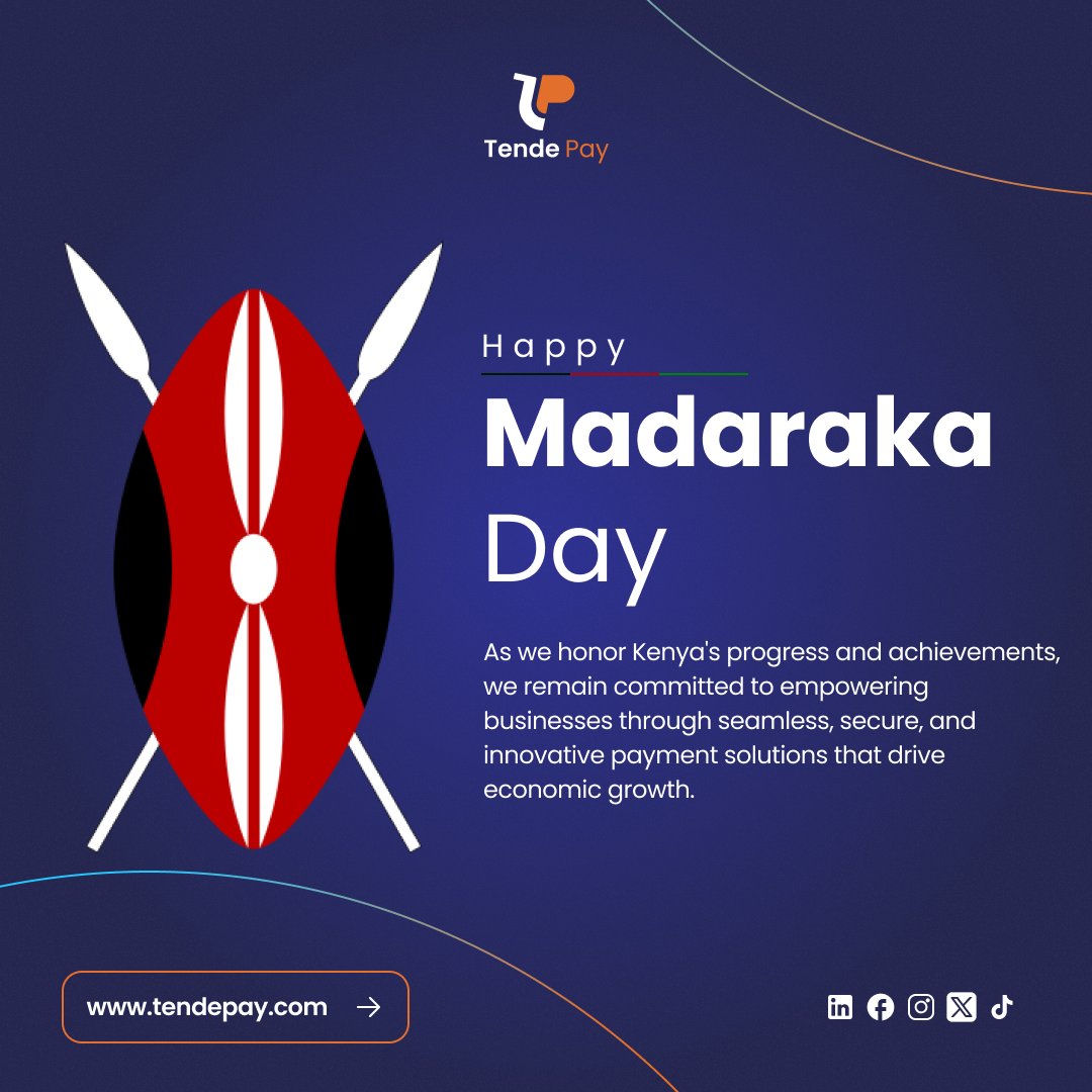 tendepay's tweet photo. Celebrating 63 years of self-rule, courage and unity.

Happy Madaraka Day 🇰🇪 

#tendepay #lipavidifferent #madarakaday https://t.co/7AjfwMj2kc