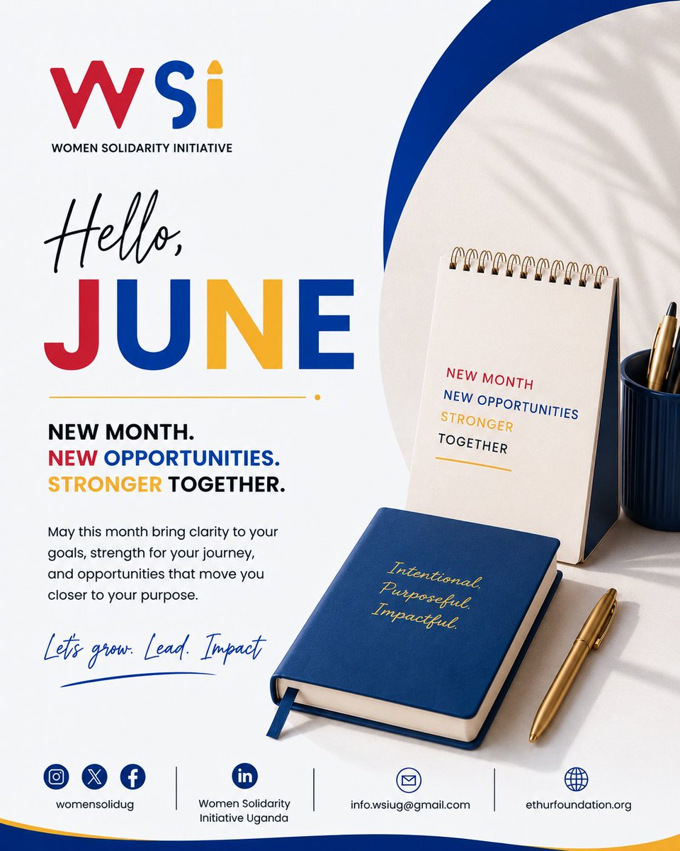 womensolidug's tweet photo. Hello, June.

A new month. New opportunities. New possibilities.

Here's to purposeful growth, meaningful impact, and stronger communities.

#wsimentorshipprogram #wsiuganda https://t.co/JLfVkggBss